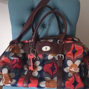 Fossil Vintage key-per coated canvas duffel bag